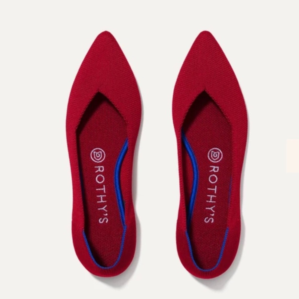 Rothy's "The Point" flats in Red Chili.